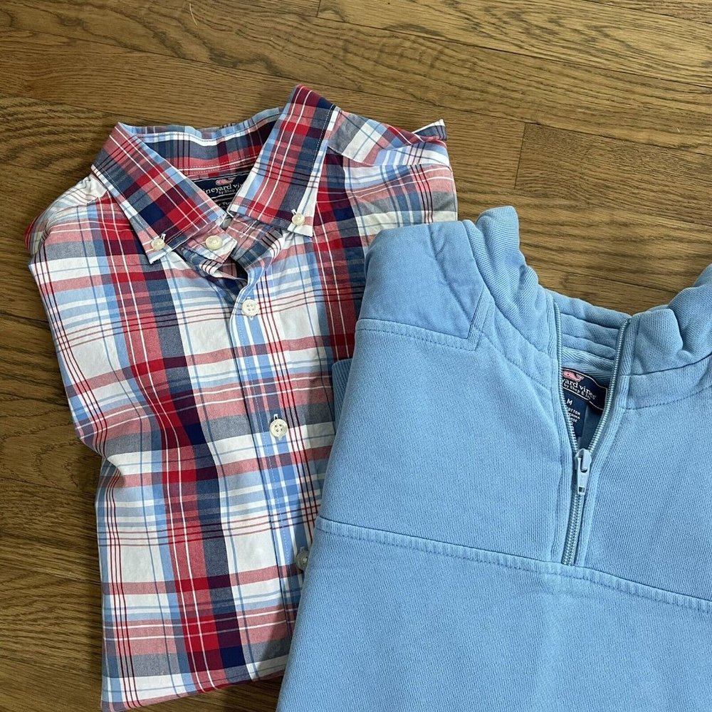 Vineyard Vines LOT of 3 -Pullover Plus 2 Slim Fit Tucker Shirts Mens Size Medium - Picture 3 of 16